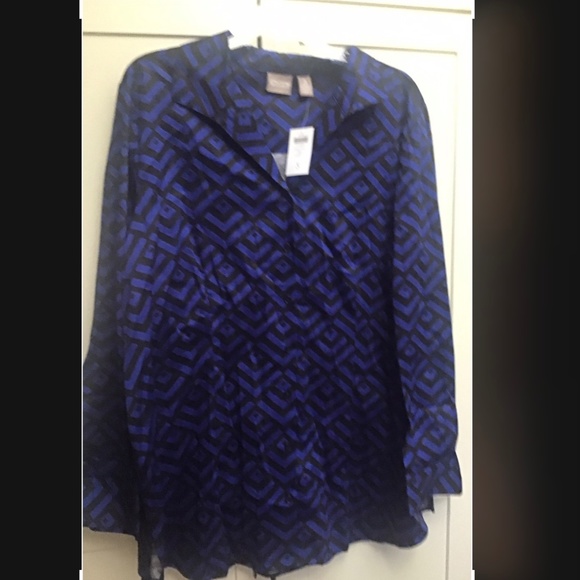 NWT Chico’s CHICOS Geo Statement Ella LS Basic Blue Grotto Top Blouse 3 XL - Picture 4 of 5